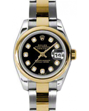 Rolex Lady-Datejust 26 179163-BLKDO Black Diamond Yellow Gold Stainless Steel Oyster - BRAND NEW