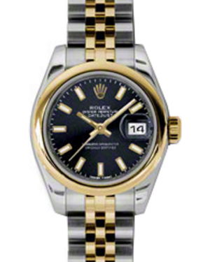 Rolex Lady-Datejust 26 179163-BLKSJ Black Index Yellow Gold Stainless Steel Jubilee - BRAND NEW