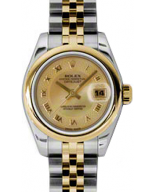 Rolex Lady-Datejust 26 179163-CHDMOPRJ Champagne Decorated Mother of Pearl Roman Yellow Gold Stainless Steel Jubilee - BRAND NEW