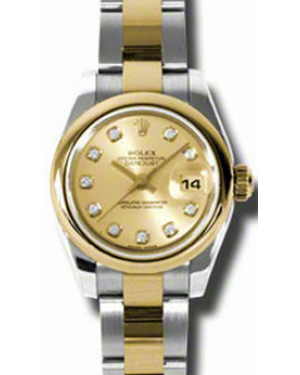 Rolex Lady-Datejust 26 179163-CHPDDO Champagne Diamond Yellow Gold Stainless Steel Oyster - BRAND NEW