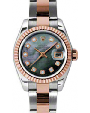 Rolex Lady-Datejust 26 179171-BMPRFO Dark Mother of Pearl Diamond Fluted Rose Gold Stainless Steel Oyster - BRAND NEW