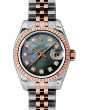 Rolex Lady-Datejust 26 179171-DMOPDJ Dark Mother of Pearl Diamond Fluted Rose Gold Stainless Steel Jubilee - BRAND NEW