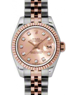 Rolex Lady-Datejust 26 179171-PCHDJ Pink Champagne Diamond Fluted Rose Gold Stainless Steel Jubilee - BRAND NEW