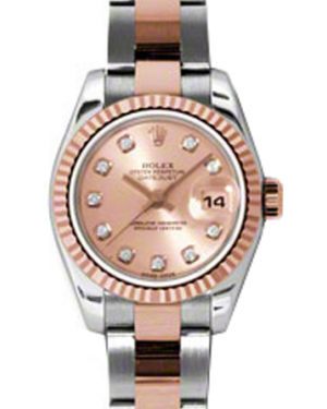 Rolex Lady-Datejust 26 179171-PNKDO Pink Diamond Fluted Rose Gold Stainless Steel Oyster - BRAND NEW