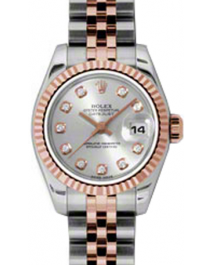 Rolex Lady-Datejust 26 179171-SLVDJ Silver Diamond Dial Fluted Rose Gold Stainless Steel Jubilee - BRAND NEW