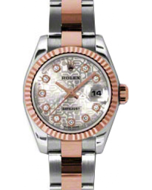 Rolex Lady-Datejust 26 179171-SLVJDO Silver Jubilee Diamond Fluted Rose Gold Stainless Steel Oyster - BRAND NEW