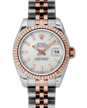 Rolex Lady-Datejust 26 179171-SLVSJ Silver Index Fluted Rose Gold Stainless Steel Jubilee - BRAND NEW