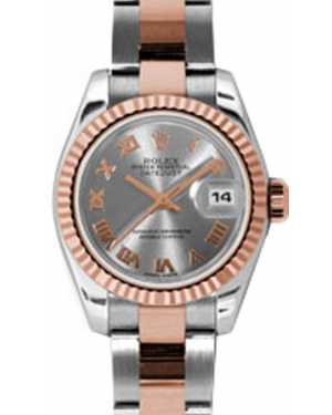 Rolex Lady-Datejust 26 179171-STLRO Steel Roman Fluted Rose Gold Stainless Steel Oyster - BRAND NEW