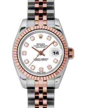 Rolex Lady-Datejust 26 179171-WHTDJ White Diamond Fluted Rose Gold Stainless Steel Jubilee - BRAND NEW