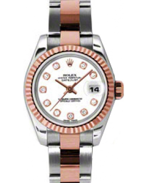 Rolex Lady-Datejust 26 179171-WHTDO White Diamond Fluted Rose Gold Stainless Steel Oyster - BRAND NEW