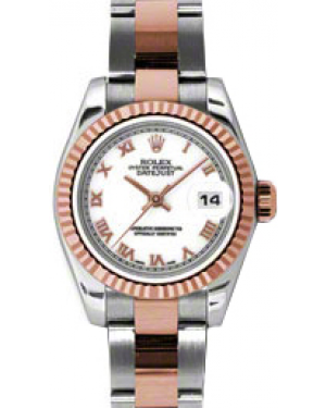 Rolex Lady-Datejust 26 179171-WHTRO White Roman Fluted Rose Gold Stainless Steel Oyster - BRAND NEW
