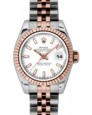 Rolex Lady-Datejust 26 179171-WHTSJ White Index Fluted Rose Gold Stainless Steel Jubilee - BRAND NEW