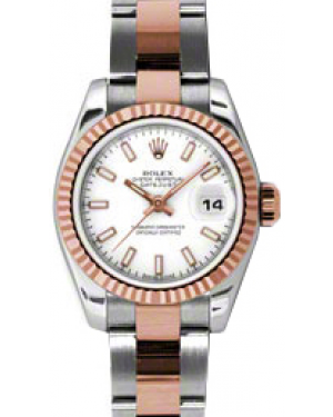 Rolex Lady-Datejust 26 179171-WHTSO White Index Fluted Rose Gold Stainless Steel Oyster - BRAND NEW