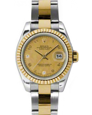 Rolex Lady-Datejust 26 179173-CGDMOPDO Champagne Goldust Mother of Pearl Arabic Diamond 6 & 9 Fluted Yellow Gold Stainless Steel Oyster - BRAND NEW