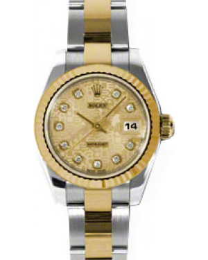 Rolex Lady-Datejust 26 179173-CHPJDO Champagne Jubilee Diamond Fluted Yellow Gold Stainless Steel Oyster - BRAND NEW
