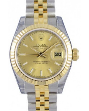 Rolex Lady-Datejust 26 179173-CHPSJ Champagne Index Fluted Yellow Gold Stainless Steel Jubilee - BRAND NEW