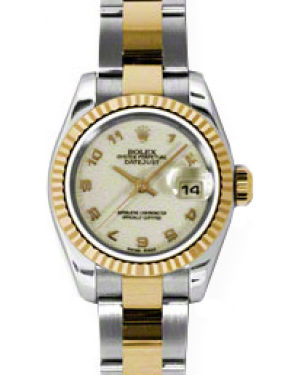 Rolex Lady-Datejust 26 179173-IVRJAO Ivory Jubilee Arabic Fluted Yellow Gold Stainless Steel Oyster - BRAND NEW