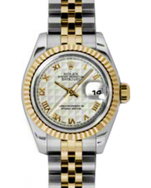Rolex Lady-Datejust 26 179173-IVRPRJ Ivory Pyramid Roman Fluted Yellow Gold Stainless Steel Jubilee - BRAND NEW