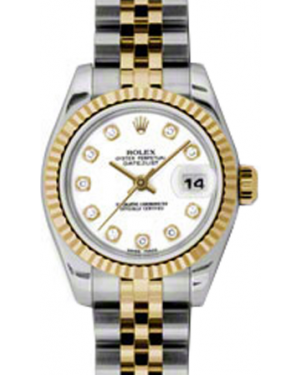 Rolex Lady-Datejust 26 179173-WHTDJ White Diamond Fluted Yellow Gold Stainless Steel Jubilee - BRAND NEW