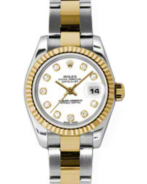 Rolex Lady-Datejust 26 179173-WHTDO White Diamond Fluted Yellow Gold Stainless Steel Oyster - BRAND NEW