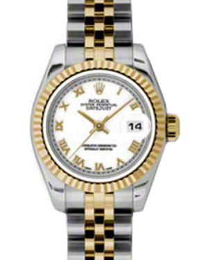 Rolex Lady-Datejust 26 179173-WHTRJ White Roman Fluted Yellow Gold Stainless Steel Jubilee - BRAND NEW