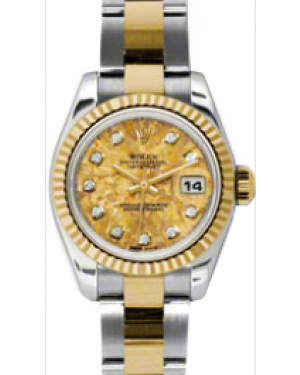 Rolex Lady-Datejust 26 179173-YGCDO Yellow Gold Crystal Diamond Fluted Yellow Gold Stainless Steel Oyster - BRAND NEW