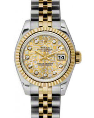 Rolex Lady-Datejust 26 179173-YGGJCDJ Yellow Gold & Grey Jubilee Crystal Dial with Diamonds Fluted Yellow Gold Stainless Steel Jubilee - BRAND NEW