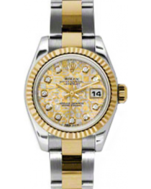 Rolex Lady-Datejust 26 179173-YGGJCDO Yellow Gold & Grey Jubilee Crystal Dial with Diamonds Fluted Yellow Gold Stainless Steel Oyster - BRAND NEW