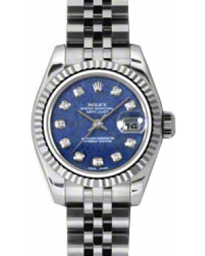 Rolex Lady-Datejust 26 179174-BLSODDJ Blue Sodalite Diamond Fluted White Gold Stainless Steel Jubilee - BRAND NEW