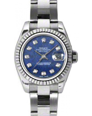 Rolex Lady-Datejust 26 179174-BLSODDO Blue Sodalite Diamond Fluted White Gold Stainless Steel Oyster - BRAND NEW