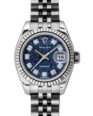 Rolex Lady-Datejust 26 179174-BLUJDJ Blue Jubilee Diamond Fluted White Gold Stainless Steel Jubilee - BRAND NEW