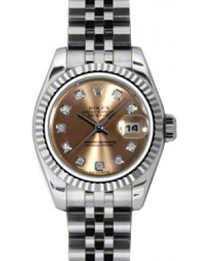 Rolex Lady-Datejust 26 179174-COPDJ Copper Diamond Fluted White Gold Stainless Steel Jubilee - BRAND NEW