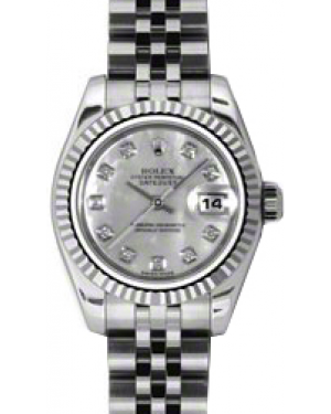 Rolex Lady-Datejust 26 179174-MOPDJ White Mother of Pearl Diamond Fluted White Gold Stainless Steel Jubilee - BRAND NEW