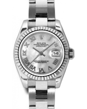 Rolex Lady-Datejust 26 179174-MOPRFO White Mother of Pearl Roman Fluted White Gold Stainless Steel Oyster - BRAND NEW