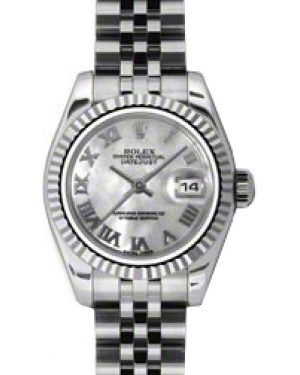Rolex Lady-Datejust 26 179174-MOPRJ White Mother of Pearl Roman Fluted White Gold Stainless Steel Jubilee - BRAND NEW