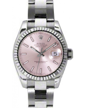 Rolex Lady-Datejust 26 179174-PNKSO Pink Index Fluted White Gold Stainless Steel Oyster - BRAND NEW
