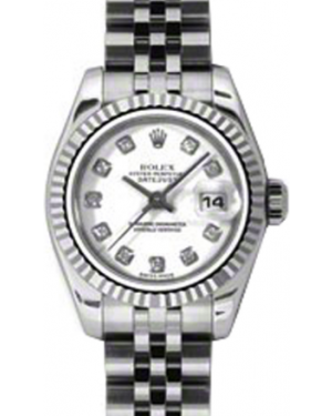 Rolex Lady-Datejust 26 179174-WHTDJ White Diamond Fluted White Gold Stainless Steel Jubilee - BRAND NEW