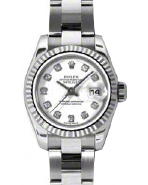 Rolex Lady-Datejust 26 179174-WHTDO White Diamond Fluted White Gold Stainless Steel Oyster - BRAND NEW