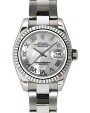 Rolex Lady-Datejust 26 179179-MOPRO White Mother of Pearl Roman Fluted White Gold Oyster - BRAND NEW