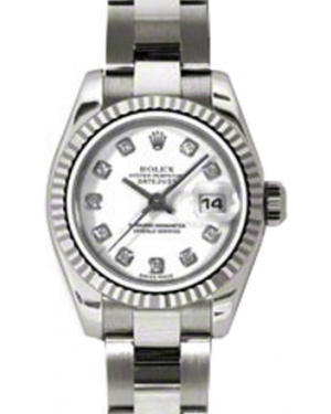 Rolex Lady-Datejust 26 179179-WHTDO White Diamond Fluted White Gold Oyster - BRAND NEW