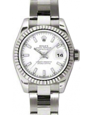 Rolex Lady-Datejust 26 179179-WHTSO White Index Fluted White Gold Oyster - BRAND NEW