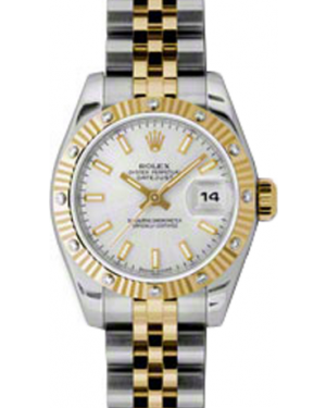 Rolex Lady-Datejust 26 179313-WHTSJ White Index Fluted Diamond Yellow Gold Stainless Steel Jubilee - BRAND NEW