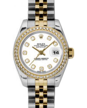 Rolex Lady-Datejust 26 179383-WHTDJ White Diamond Dial Diamond Bezel Yellow Gold Stainless Steel Jubilee - BRAND NEW
