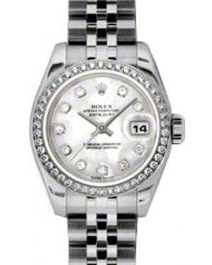 Rolex Lady-Datejust 26 179384-MOPDJ White Mother of Pearl Diamond Dial Diamond Bezel Stainless Steel Jubilee - BRAND NEW