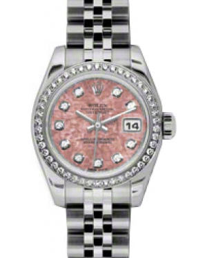 Rolex Lady-Datejust 26 179384-PGCDJ Pink Gold Crystal Diamond Dial Diamond Bezel Stainless Steel Jubilee - BRAND NEW