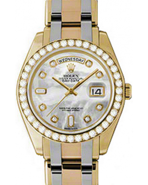 Rolex Day-Date Special Edition 18948-MOPDDT 39mm Mother of Pearl Diamond Yellow & White Gold Tridor - BRAND NEW