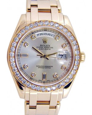Rolex Day-Date Special Edition 18948-SLVDDO 39mm Silver Diamond Yellow Gold Oyster - BRAND NEW