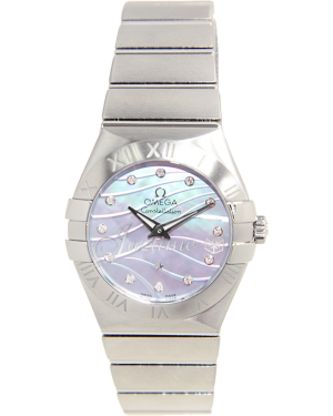 Omega Constellation Ladies Quartz 123.10.27.60.57.001 27mm Blue Mother of Pearl Diamond Stainless Steel BRAND NEW