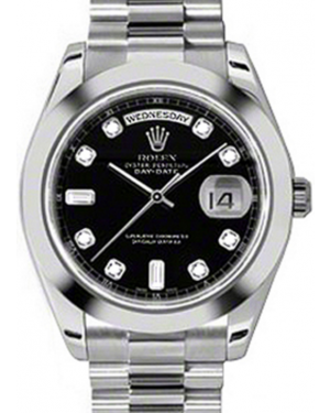 Rolex Day-Date II 218206-BLKDSP 41mm Black Diamond Platinum President - BRAND NEW