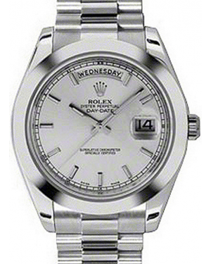 Rolex Day-Date II 218206-SLVSSP 41mm Silver Index Platinum President - BRAND NEW